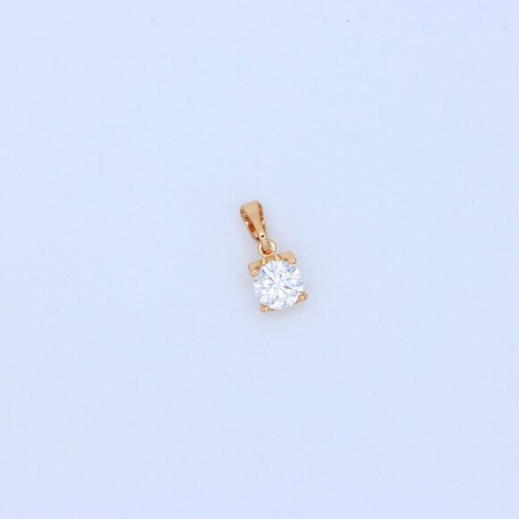 "Petite Round White Stone Rose Gold Pendant in Classic Solitaire Style, XPPT1514 - Picture 10 of 12